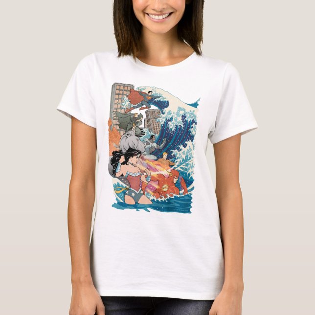 Camiseta Portada de historietas de la Liga de la Justicia # (Anverso)