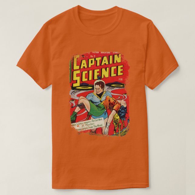 Camiseta Portada de libro de cómics Torn Retro Science hero (Diseño del anverso)
