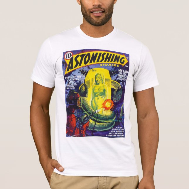 Camiseta Portada de revista ASOMBROSA de la pulpa del (Anverso)