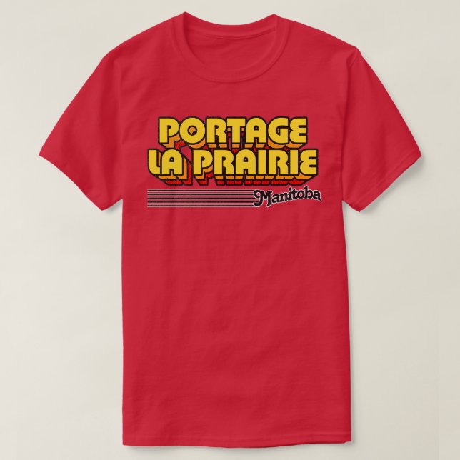 Camiseta Portage la Prairie Manitoba Retro Stripes (Diseño del anverso)