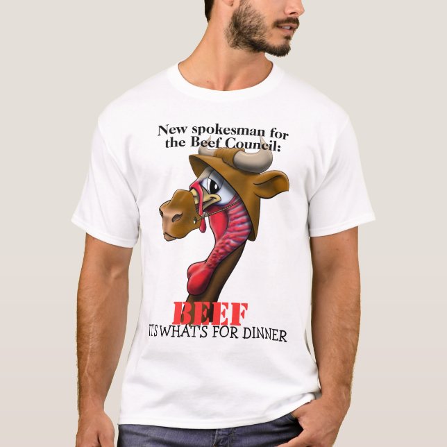 Camiseta Portavoz/pavo de la carne de vaca (Anverso)
