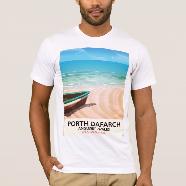 Camiseta Porth Dafarch, poster de playa de Gales Anglesey (Anverso)