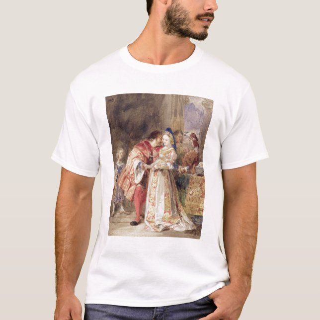 Camiseta Portia y Bassanio, c.1826 (w/c, tinta marrón, (Anverso)
