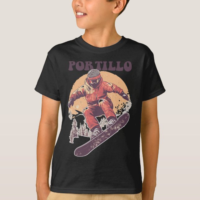 Camiseta Portillo Chile Retro Snowboard (Anverso)