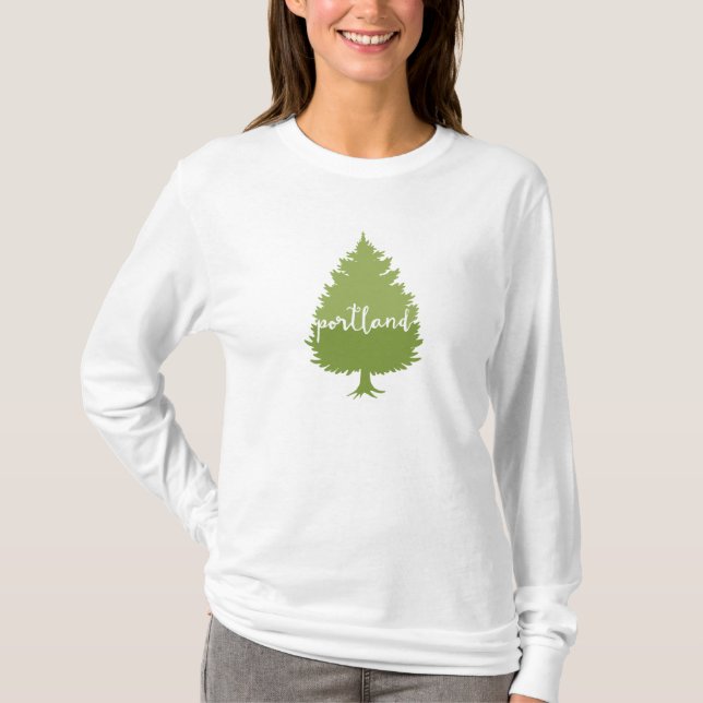 Camiseta Portland, árbol de caligrafía de Oregon (Anverso)