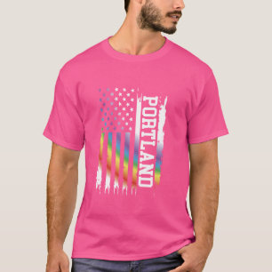 Camiseta Portland Arcoiris de Estados Unidos con Fla de Est