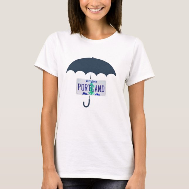 Camiseta Portland Blue Umbrella Oregon License Plate TShirt (Anverso)