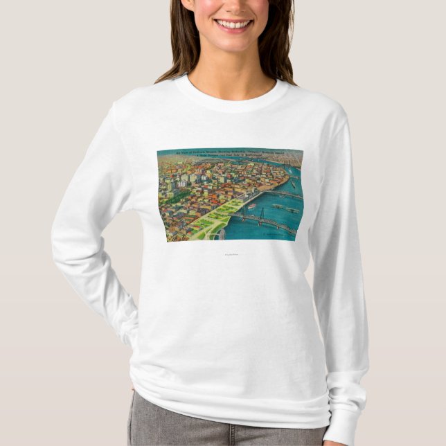 Camiseta Portland del aire que muestra los puentes y (Anverso)