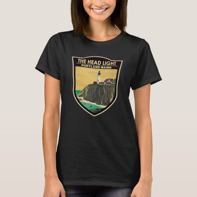 Camiseta Portland Head Light Maine Vintage Art (Anverso)