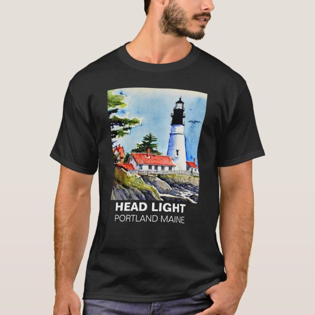 Camiseta Portland Lighthouse Maine Watercolor (Anverso)