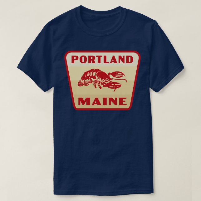 Camiseta Portland Maine Retro Badge Tan (Diseño del anverso)