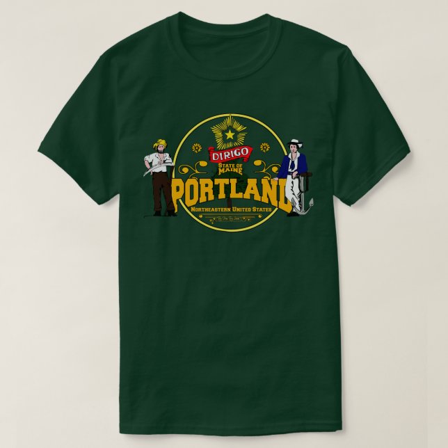 Camiseta Portland Maine StateUSA (Diseño del anverso)