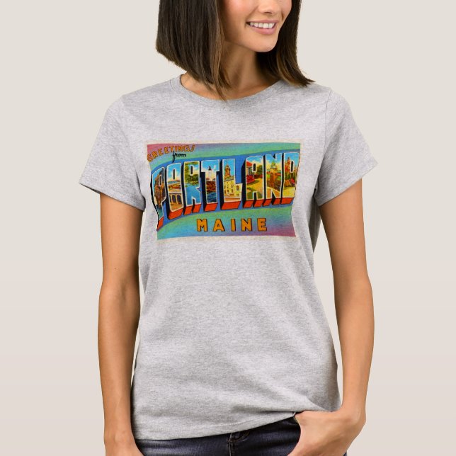 Camiseta Portland Maine YO recuerdo viejo del viaje del (Anverso)