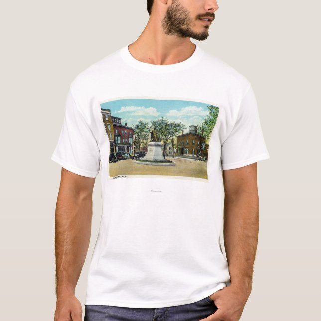 Camiseta Portland, monumento de MaineLongfellow y cuadrado (Anverso)