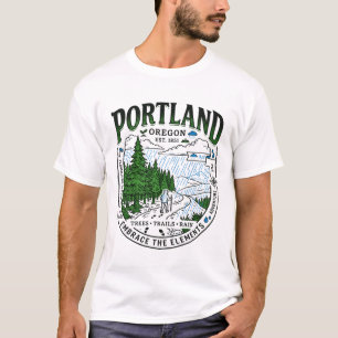 Camiseta Portland Oregon Árboles Lluviosos Y Senderos