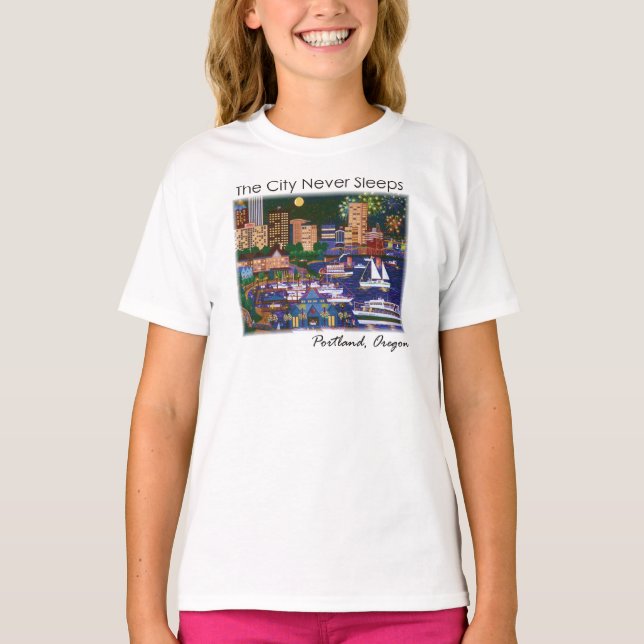 Camiseta Portland Oregon en la noche (Anverso)
