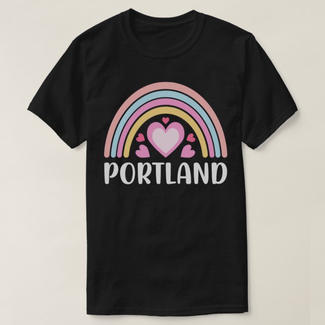 Camiseta Portland Oregon for Women Rainbow Hearts Pullover  (Diseño del anverso)