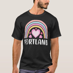 Camiseta Portland Oregon for Women Rainbow Hearts Pullover 