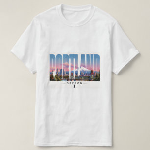 Camiseta Portland Oregón Frente del Río Montaña Viaje