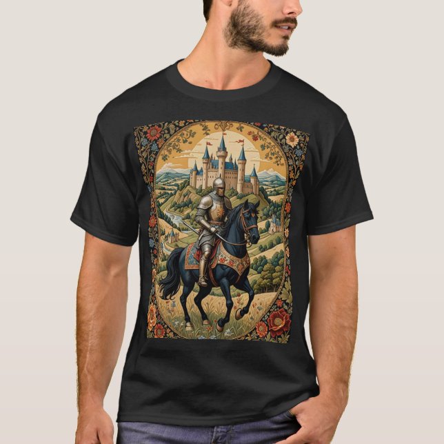 Camiseta Portrait de chevalier en armure dans un cadre (Anverso)