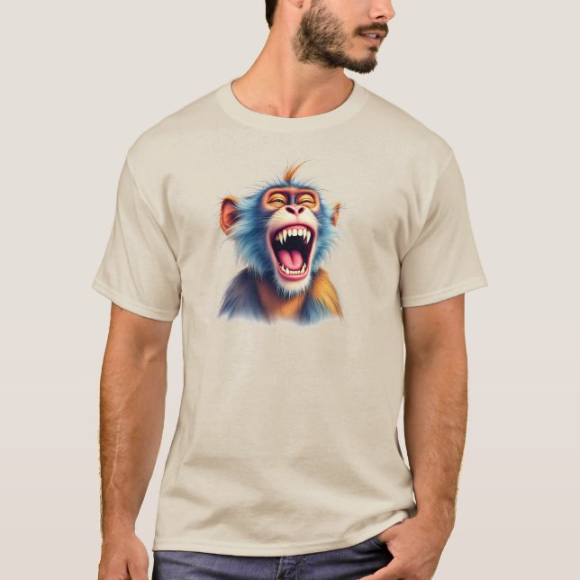 Camiseta Portrait d'un singe mort de rire. (Anverso)