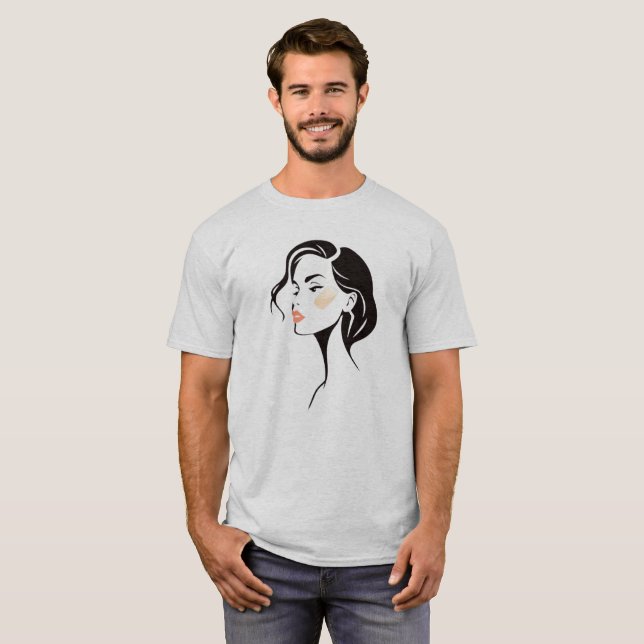 Camiseta Portrait d'une femme style bande dessinée. (Anverso completo)
