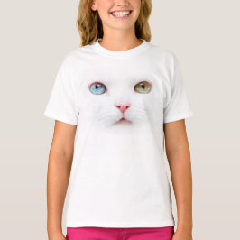 Camiseta Portrait gato con ojos bicolores odd eyed
