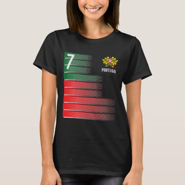 Camiseta Portugal Flag Number 7 Soccer Fan Men Women Kids B (Anverso)