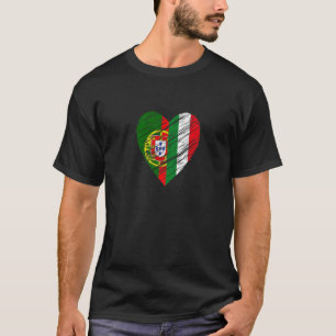 Camiseta Portugal Italia Corazón Bandera Italiana Bandera P