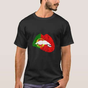 Camiseta Portugal levanta beso de boca a mí mordiendo beso