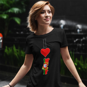 Camiseta Portugal Vertical Amo a Mujeres de Mapa de Bandera
