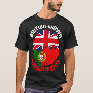 Camiseta Portugués cultivado británico con banderas antigua