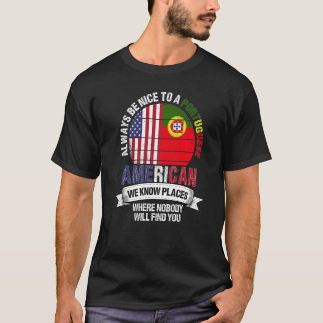 Camiseta Portugués-norteamericano conocemos lugares donde P (Anverso)