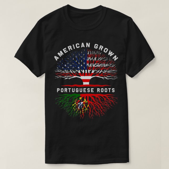 Camiseta Portugués Roots Familia Americana de Árboles Ecoló (Diseño del anverso)
