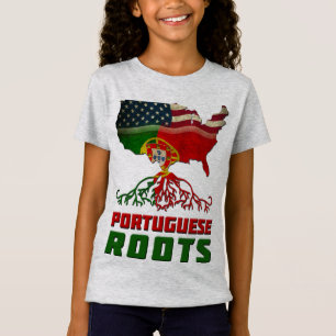 Camiseta portuguesa americana de las raíces