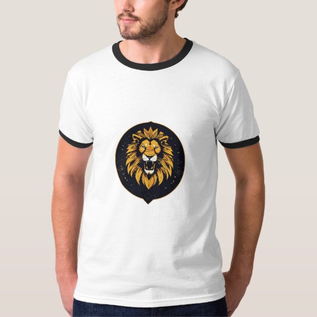 Camiseta pose ruidosa real de un león (Anverso)
