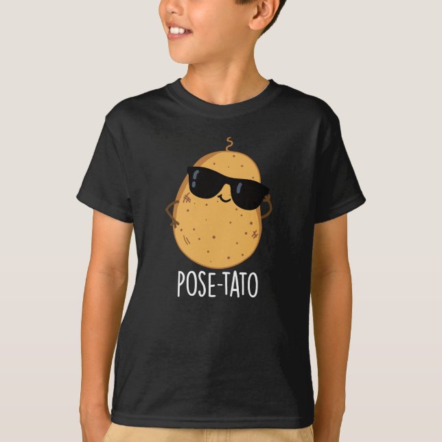 Camiseta Pose-tato Funny Potato Pun Fondo Oscuro Divertido (Anverso)