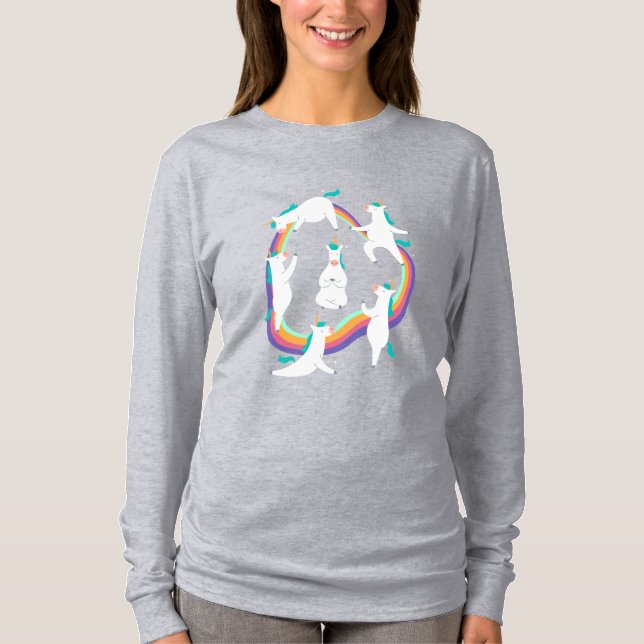 Camiseta Poses de yoga de unicornio (Anverso)