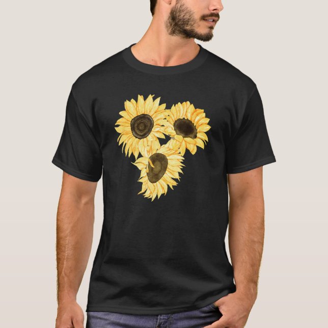Camiseta Posibilidad de acuarela floral de girasol amarillo (Anverso)