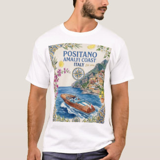 Camiseta Positano Amalfi Coast Italy Wooden Boat Amalfi Shi