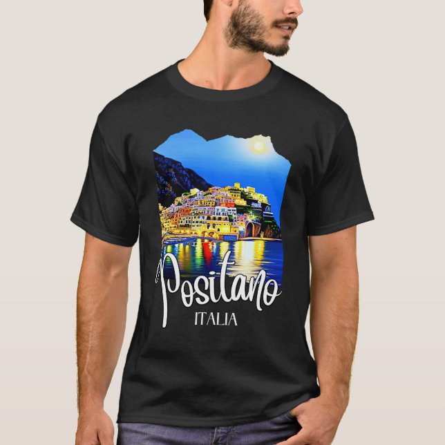Camiseta Positano Costa Amalfitana De Noche (Anverso)