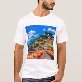 Camiseta Positano Playa Italia Casas Acantilado Amalfi Viaj