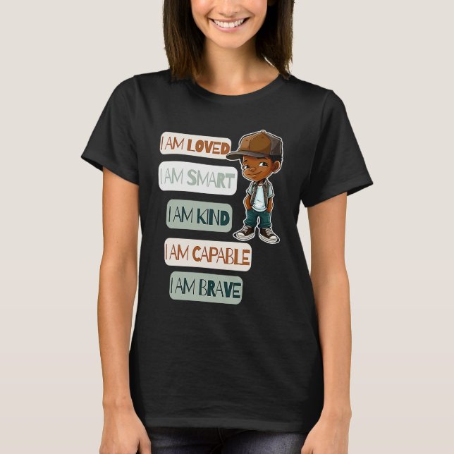 Camiseta Positive Affirmations for African American Boys (Anverso)