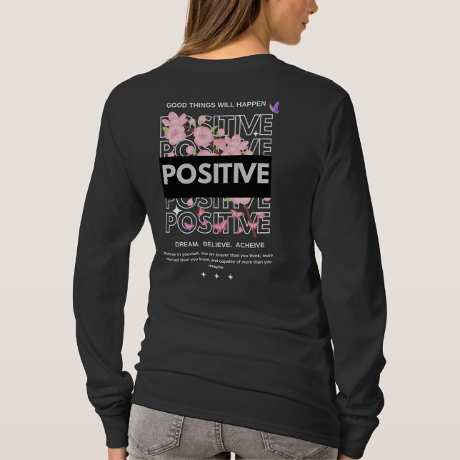 Camiseta Positive Mindset Quote with Cherry Blossoms (Reverso)