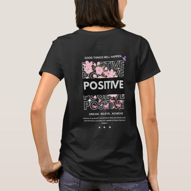 Camiseta Positive Mindset Quote with Cherry Blossoms (Reverso)