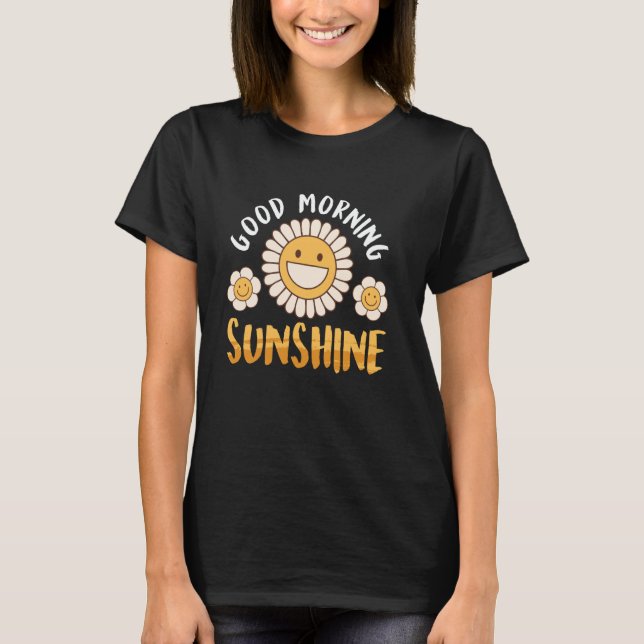 Camiseta Positividad BUENOS DÍAS SOL Funny Sunflower (Anverso)