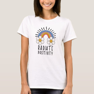 Camiseta Positividad de radiación Arcoiris y flores de co