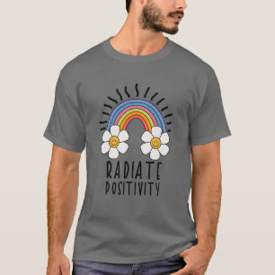 Camiseta Positividad de radiación Arcoiris y flores de co