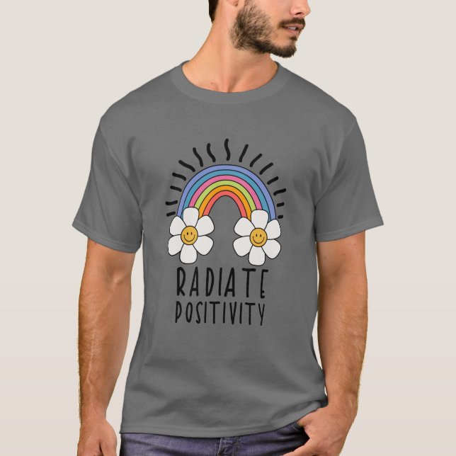 Camiseta Positividad de radiación | Arcoiris y flores de co (Anverso)