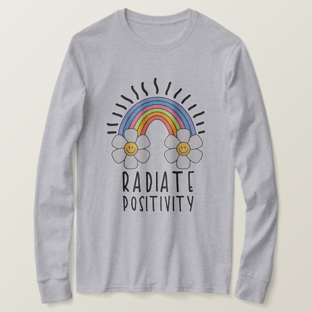 Camiseta Positividad de radiación | Arcoiris y flores de co (Anverso del diseño)